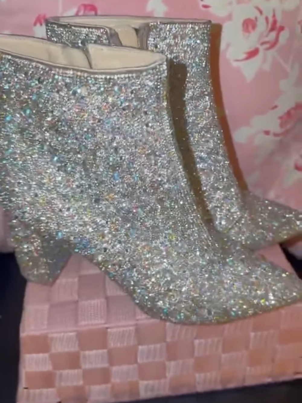 Betsey Johnson Silver Glitter Ankle Boots